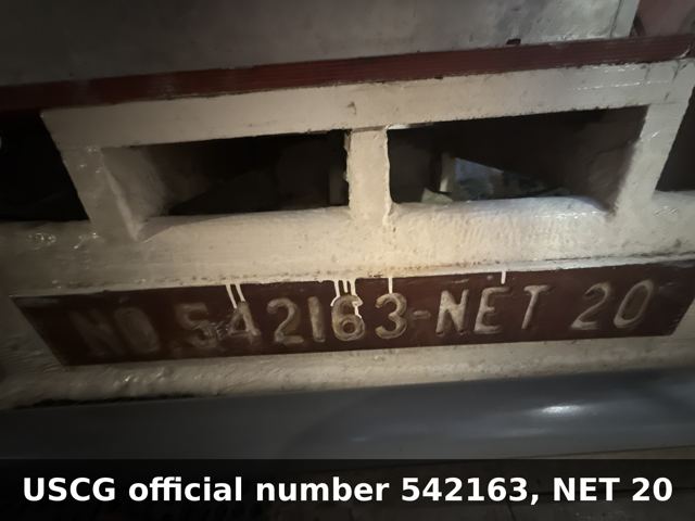 USCG official number 542163, NET 20