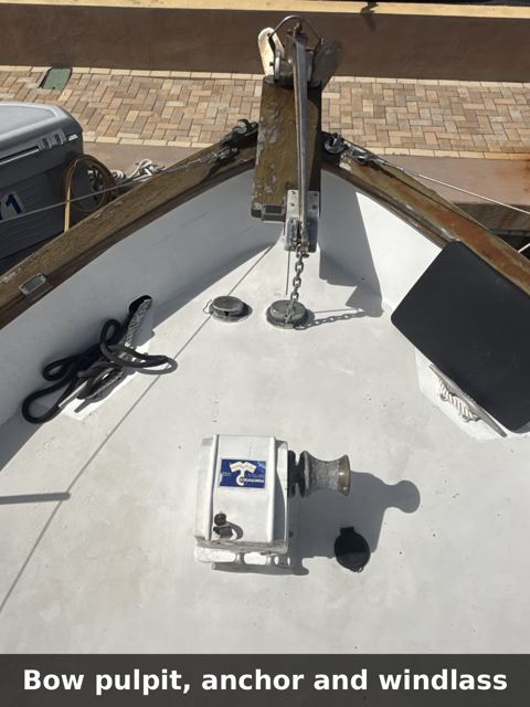 Bow pulpit, anchor and windlass