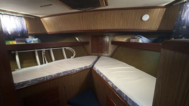 Forward V-berth, both sides